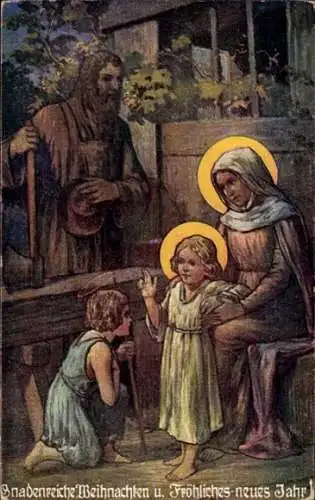 Ak Glückwunsch Weihnachten und Neujahr, Heilige Familie, Jesuskind
