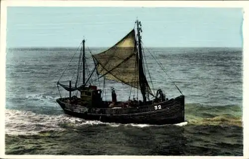 Ak Fischerboot auf dem Meer