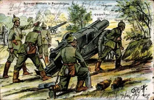 Ak Diefflen Dillingen im Saarland, Soldaten mit schwerer Artillerie in Feuerstellung