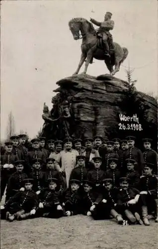 Foto Ak Wœrth sur Sauer Woerth Wörth an der Sauer Elsass Bas Rhin, Soldaten, Gruppenbild 1908