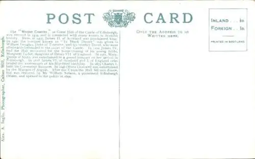 PC Edinburgh Scotland, Castle, Banqueting Hall