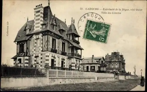 Ak Cabourg Calvados, Extremite de la Digue, cote Ouest, Villa des Limites