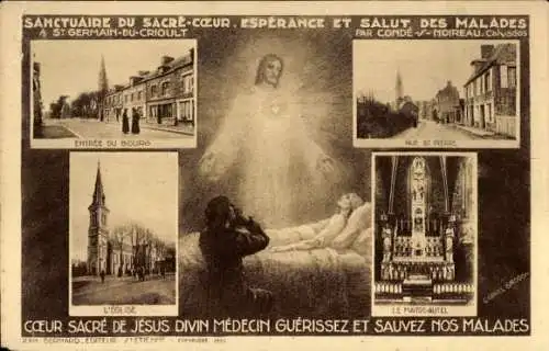 Ak Saint Germain du Crioult Calvados, Sanctuaire du Sacre Coeur, Kirche, Rue St Pierre