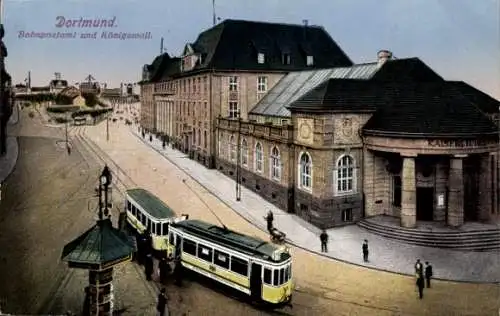 Ak Dortmund im Ruhrgebiet, Bahnpostamt und Königswall, Straßenbahn