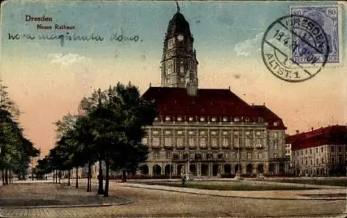 Ak Dresden Altstadt Johannstadt,  Neues Rathaus, Magistra domo, historisches Gebäude