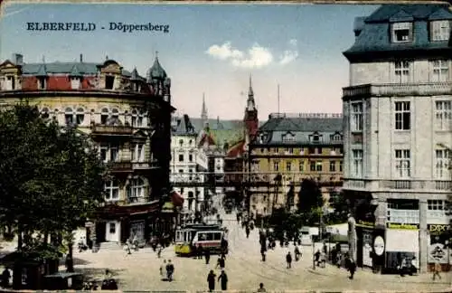 Ak Elberfeld Wuppertal, Döppersberg, Straßenbahn, Schwebebahn