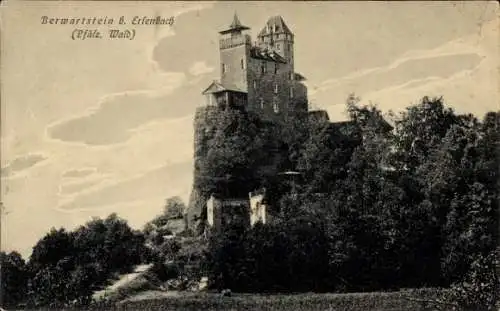 Ak Erlenbach bei Dahn in der Pfalz, Burg Berwartstein, im Pfälzer Wald, auf einem Hügel, histo...