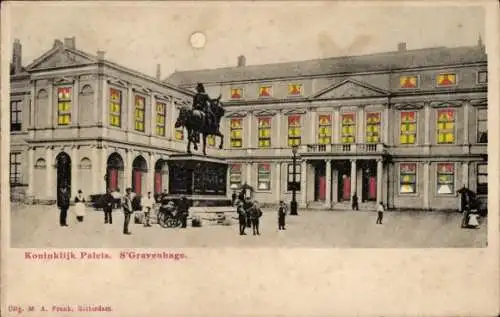 Ak Den Haag Südholland Niederlande, Koninklijk Paleis, Reiterdenkmal, historische Architektur,...