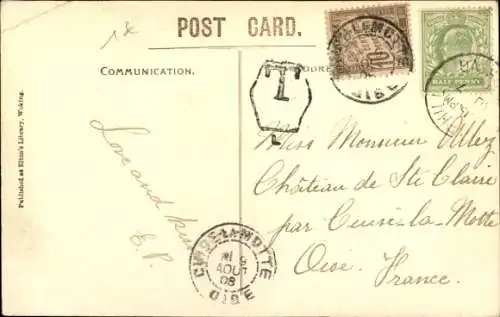 Ak Woking South East England, The Crematorium,  Backsteinbau, umgeben von Bäumen