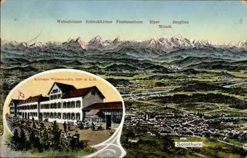 Landkarten Ak Solothurn Stadt Schweiz, Kurhaus Weißenstein, Wetterhörner, Schreckhörner
