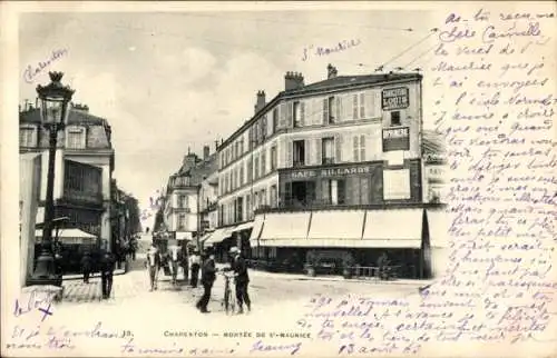 Ak Charenton Saint Maurice Val de Marne,  Montée de St.-Maurice, Cafe Billards,  Architektur
