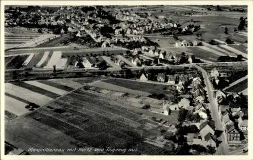Ak Maximiliansau Wörth am Rhein, Fliegeraufnahme, Pfortz