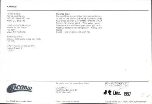 Foto Ak Gruppe Xanadu, Autogramme