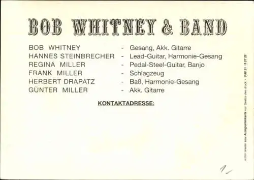 Ak Bob Whitney & Band, Autogramme