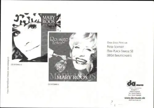 Foto Ak Mary Roos, Autogramm