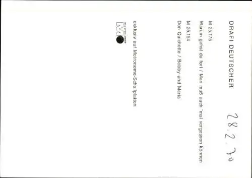 Ak Sänger Drafi Deutscher, Portrait, Autogramm