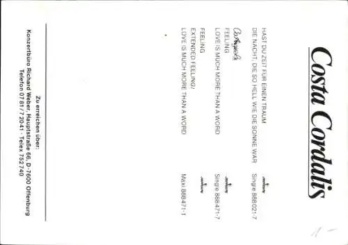 Ak Sänger Costa Cordalis, Portrait, Autogramm