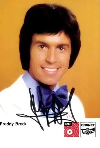 Ak Sänger Freddy Breck, Portrait, Autogramm, BASF, Cornet
