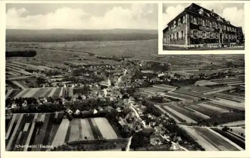Ak Ichenheim Neuried in Baden, Fliegeraufnahme, Gasth. z. Schwanen