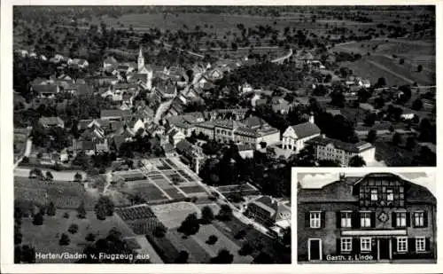 Ak Herten Herthen Rheinfelden in Baden, Fliegeraufnahme, Gasthaus zur Linde
