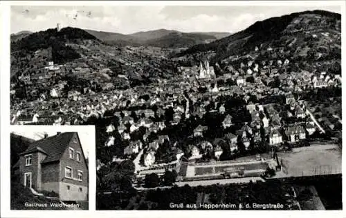 Ak Heppenheim an der Bergstraße, Fliegeraufnahme, Gasthaus zum Waldfrieden