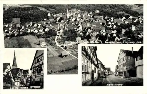 Ak Geradstetten Remshalden in Württemberg, Fliegeraufnahme, Kirche, Hauptstraße