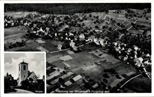 Ak Hamberg Neuhausen im Enzkreis Baden Württemberg, Fliegeraufnahme, Kirche