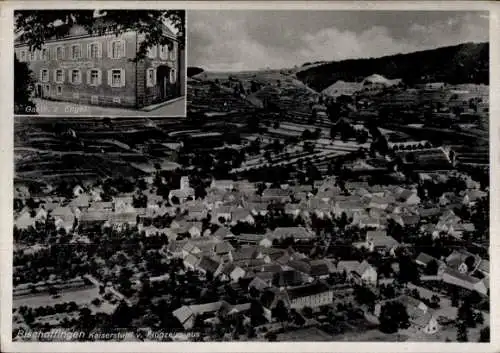 Ak Bischoffingen Vogtsburg im Kaiserstuhl, Luftaufnahme von  Gasthaus z. Engel, Weinbaugebiete