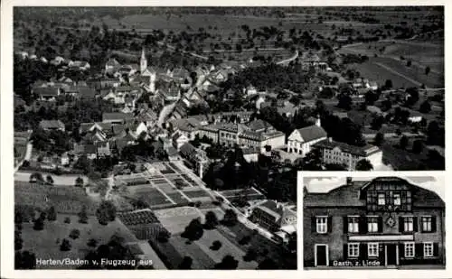 Ak Herten Herthen Rheinfelden in Baden, Fliegeraufnahme, Gasthaus zur Linde