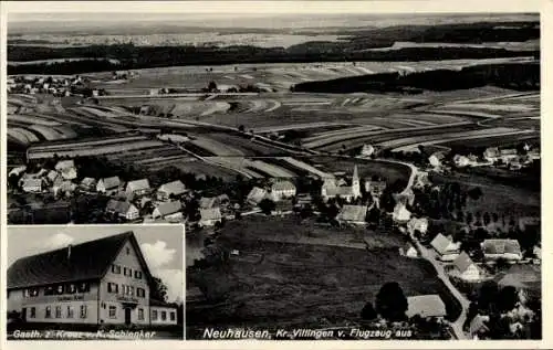 Ak Neuhausen (bei Villingen) Königsfeld im Schwarzwald, Fliegeraufnahme, Gasthaus zum Kreuz