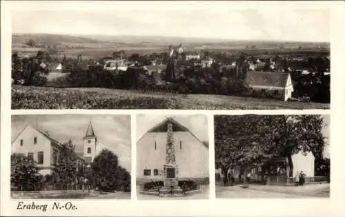 Ak Erdberg Poysdorf Niederösterreich, Panorama, Kirche, Kriegerdenkmal, Geschäftshaus