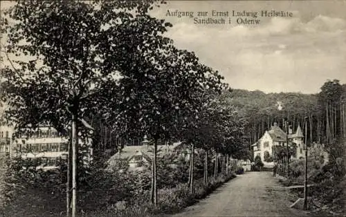 Ak Sandbach Breuberg im Odenwald Hessen, Aufgang zur Ernst Ludwig Heilstätte