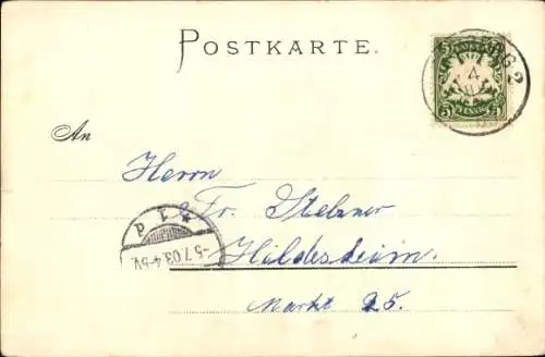 Litho Nürnberg, Neuthor mit Kgl. Burg, Wappen