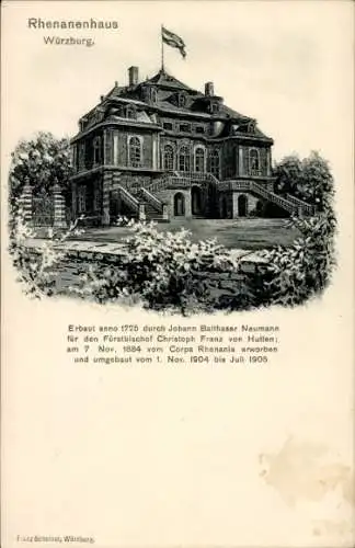 Studentika Ak Würzburg, Corps Rhenania, Rhenanenhaus, Corpshaus