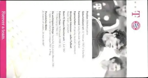 Autogrammkarte Markus Feulner, FC Bayern München, Telekom, Autogramm