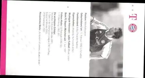 Autogrammkarte Markus Feulner, FC Bayern München, Telekom, Adidas, Autogramm
