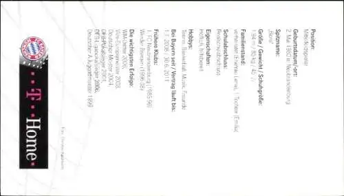 Autogrammkarte Tim Borowski, FC Bayern München, T-Home, Autogramm