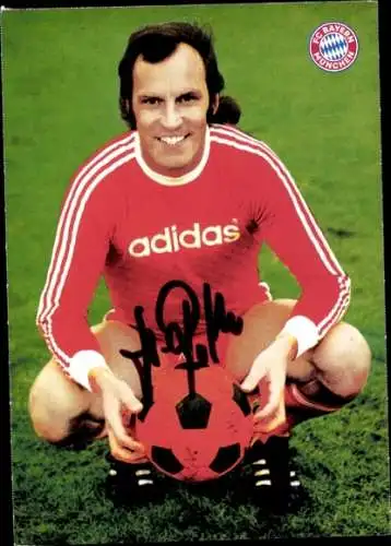 Autogrammkarte Franz "Bulle" Roth, FC Bayern München, Adidas, Autogramm
