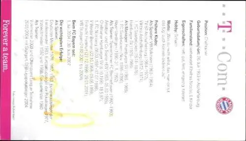 Autogrammkarte Felix Magath, Cheftrainer, FC Bayern München, T-Com, Autogramm