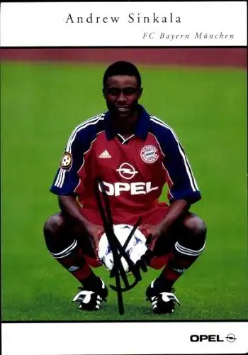 Autogrammkarte Andrew Sinkala, FC Bayern München, Opel Zafira, Autogramm