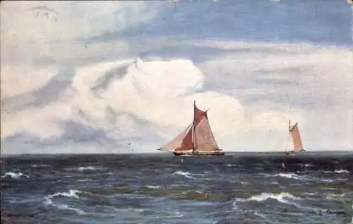Künstler Ak Segelschiffe auf dem Meer