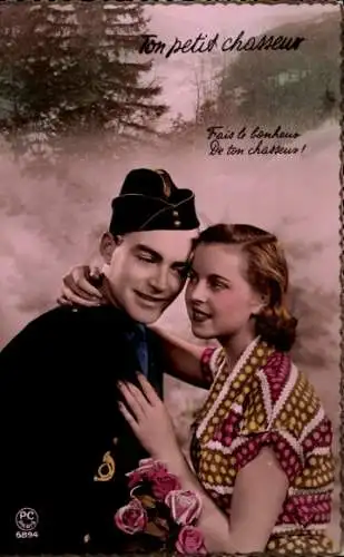 Ak Soldat in Uniform, Ehefrau, Liebespaar, Soldatenliebe