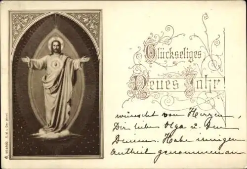 Ak Glückwunsch Neujahr, Jesus-Porträt