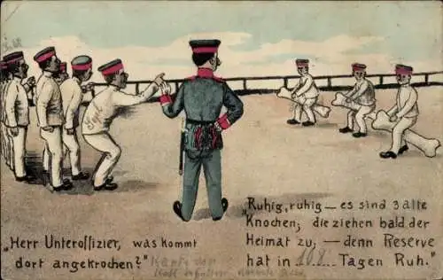 Ak Reserve Soldaten kommen angekrochen