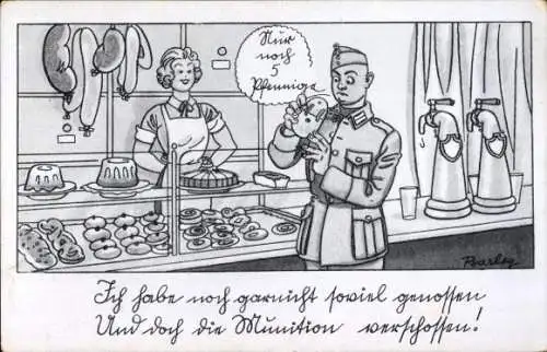 Ak Soldat bei Händlerin