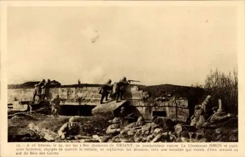 Ak Bois des Caures Meuse, Französische Soldaten im Schützengraben