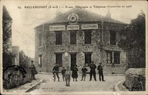 Ak Ballancourt Essonne, Gebäude mit der Aufschrift Telegraph, Postes, Telephone