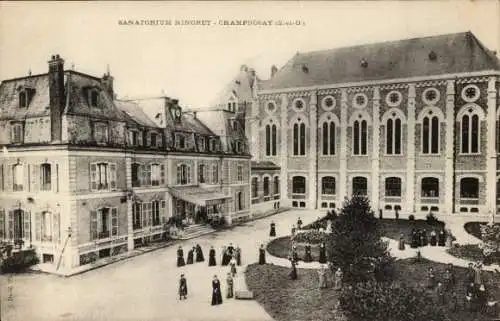 Ak Champrosay Essonne, Altes Sanatorium in  viele Personen sind im Innenhof zu sehen