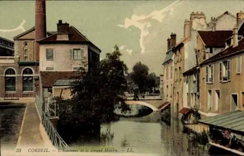 Ak Corbeil Essonne, L'Essonnes et le Grand Moulin. - L.L.