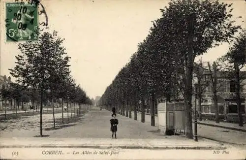 Ak Corbeil Essonne, Les Allées de Saint-Jean